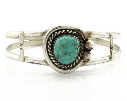 Navajo Bracelet .925 Silver Blue Spiderweb Turquoise Signed C Montoya 80's