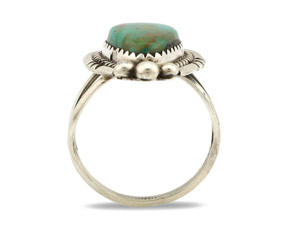 Navajo Ring .925 Silver Kingman Turquoise Artist Signed A C.1980's