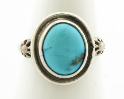 Navajo Ring .925 Silver Sleeping Beauty Turquoise Native American Artist C.1980s