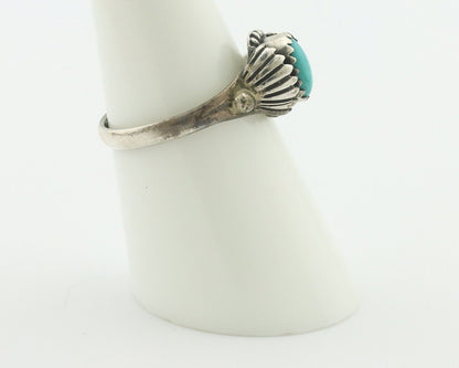 Navajo Handmade Ring .925 Silver Blue Gem Turquoise Native Artist C.80's