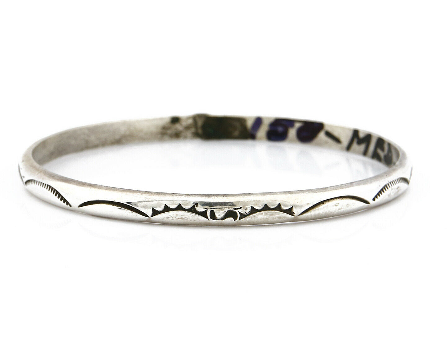Women's Navajo Bracelet .925 Silver 5.20 mm Wide Hand Stamped Design