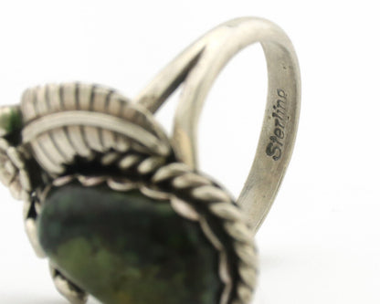 Navajo Ring .925 Silver Green Turquoise Handmade Native American Artist C.1980s