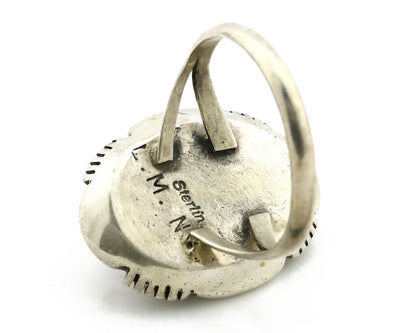 Navajo Ring .925 Silver Spiderweb Turquoise Artist Signed L. M. Nez C80s