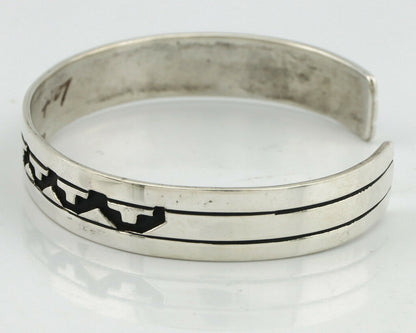 Navajo Bracelet .925 Silver Handmade Overlay Style Signed Tommy Billy Cuff C80s