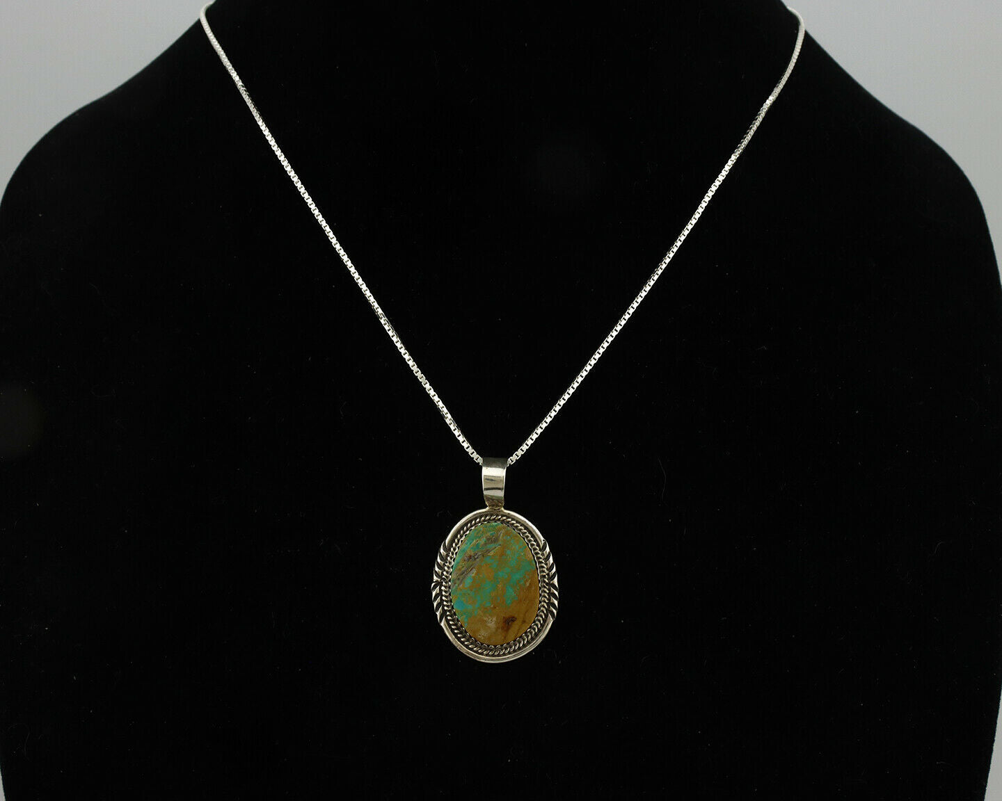 Navajo Pendant .925 Silver Natural Turquoise Artist Signed AB C.80's