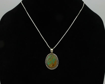 Navajo Pendant .925 Silver Natural Turquoise Artist Signed AB C.80's