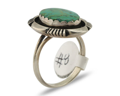 Navajo Ring .925 Silver Blue Gem Turquoise Artist Signed L.M. Nez C.80's