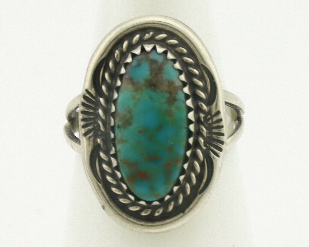 Navajo Ring .925 Silver Natural Turquoise Native American Artist C.1980's