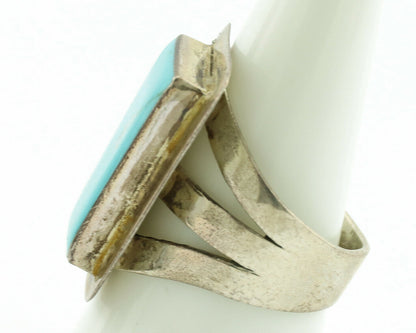 Navajo Ring .925 Silver Kingman Turquoise Artist Signed DW C.1980's