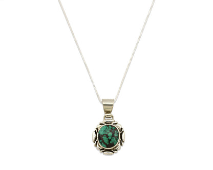 Navajo Necklace .925 Silver Spiderweb Turquoise Signed Sun C.80's