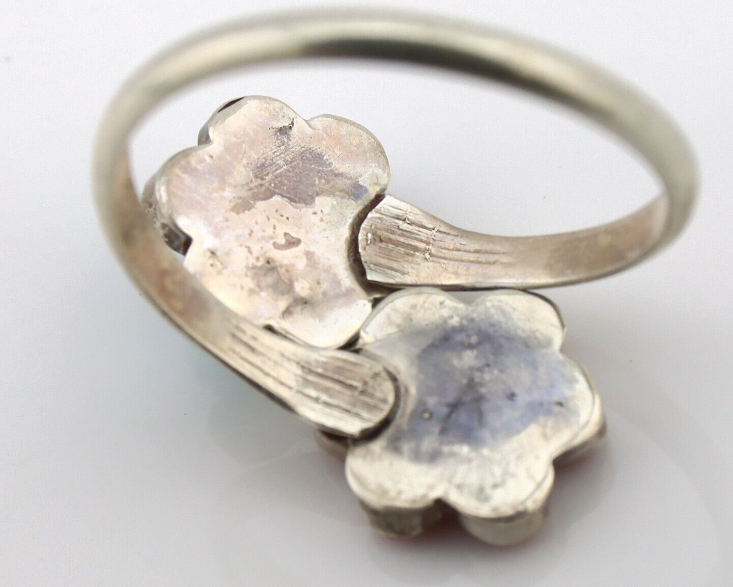 Zuni Flower Ring 925 Silver Turquoise & Coral Native American Artist C.80's