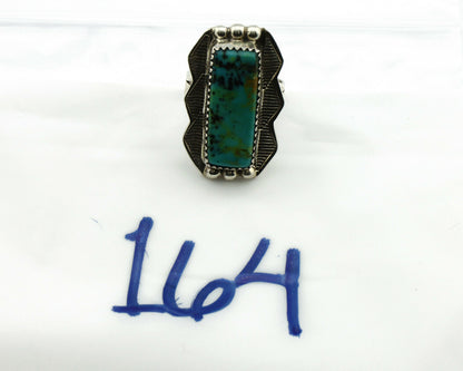 Navajo Ring .925 Silver Natural Aqua Turquoise Signed Apache C.80's