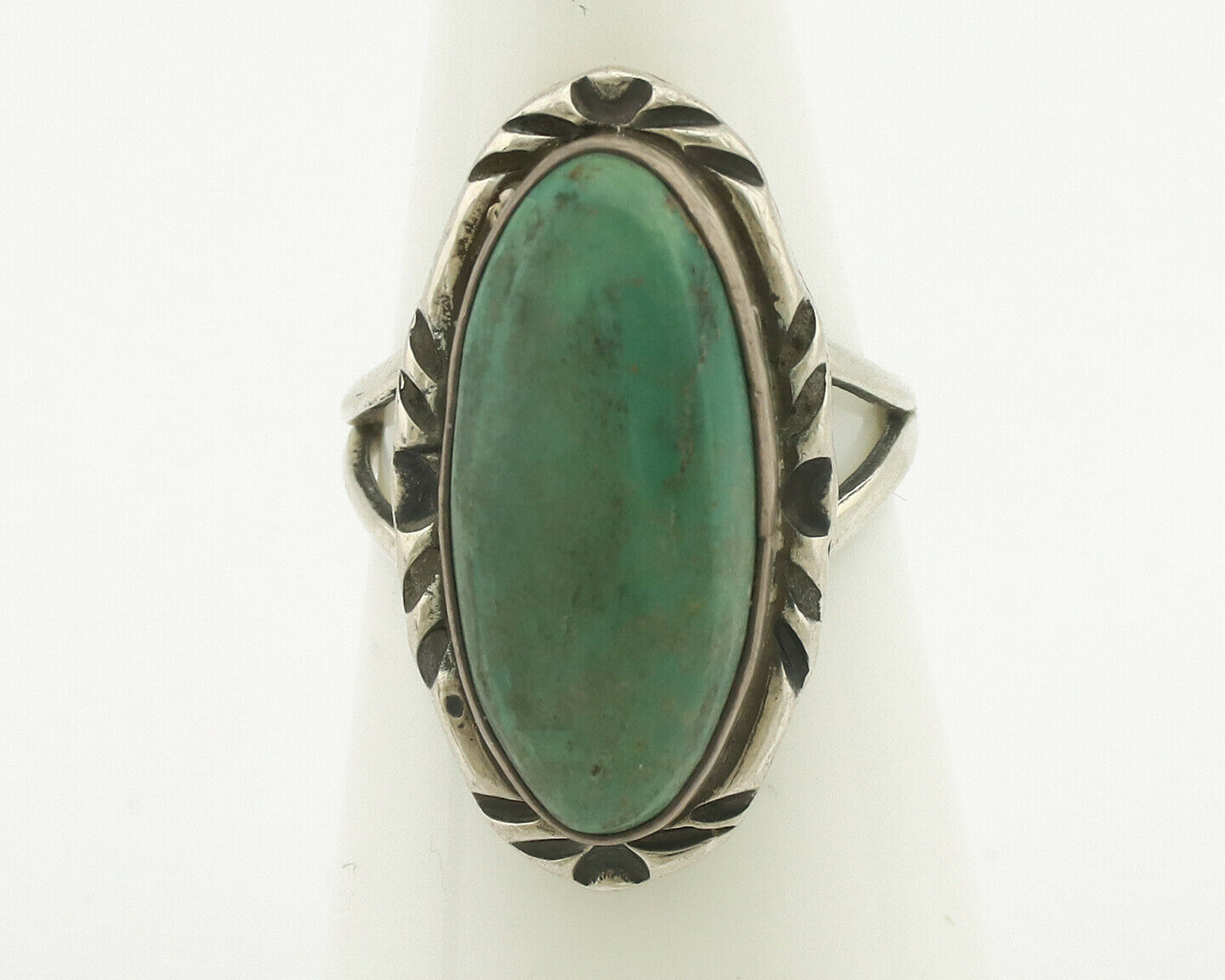 Navajo Ring .925 Silver Natural Turquoise Artist Signed Native American C.80's