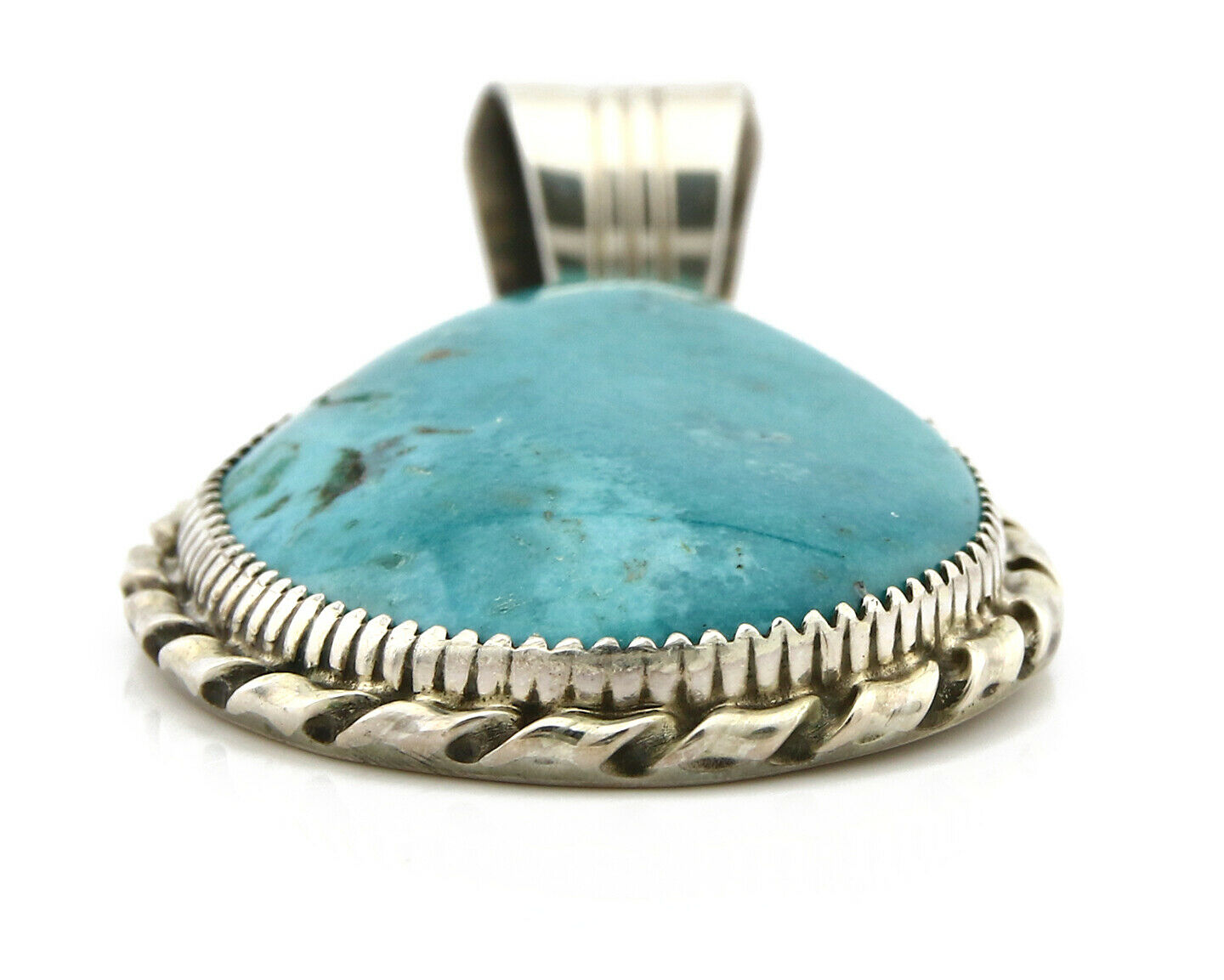 Navajo Pendant Turquoise Mountain .925 Silver Signed LTB C.80's