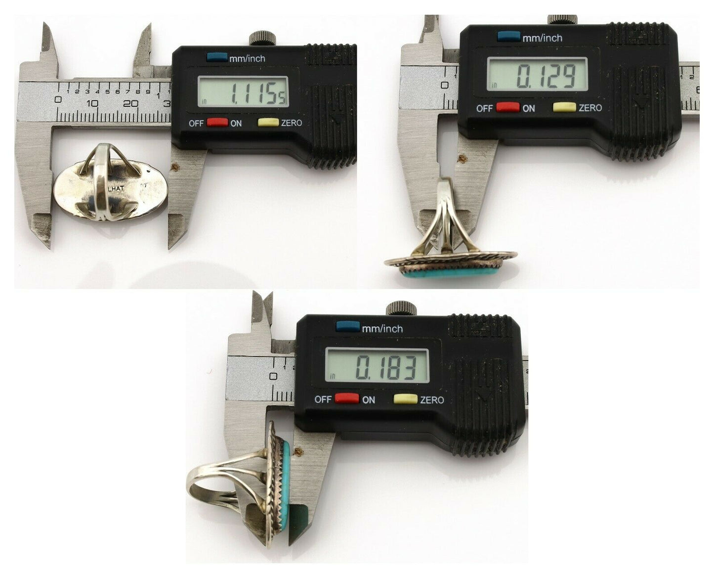 Navajo Ring .925 Silver Natural Blue Turquoise Artist Talhat C.1980's