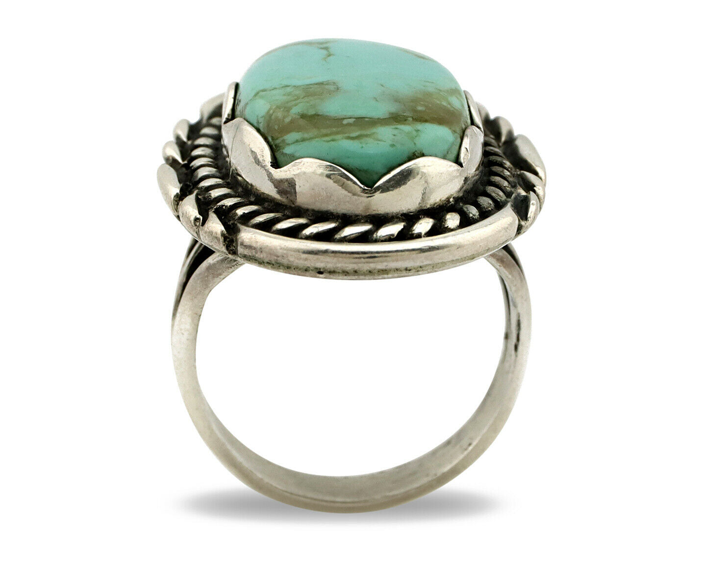 Navajo Ring .925 Silver Turquoise Mountain Apache MFG C.80's