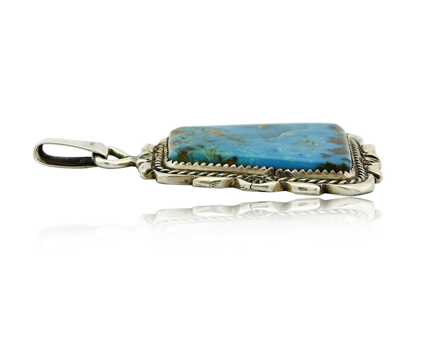 C. 1980 Navajo Artist TALHAT Natural Blue Gem Turquoise Pendant