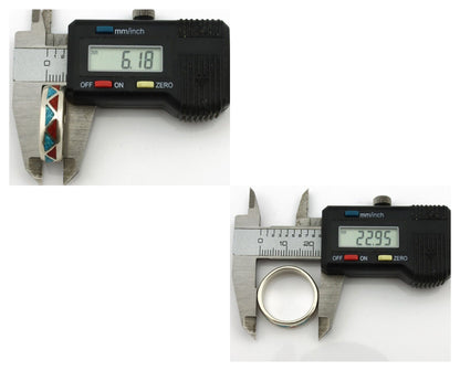 Navajo Ring 925 Silver Natural Turquoise & Coral Native American Artist C.80's