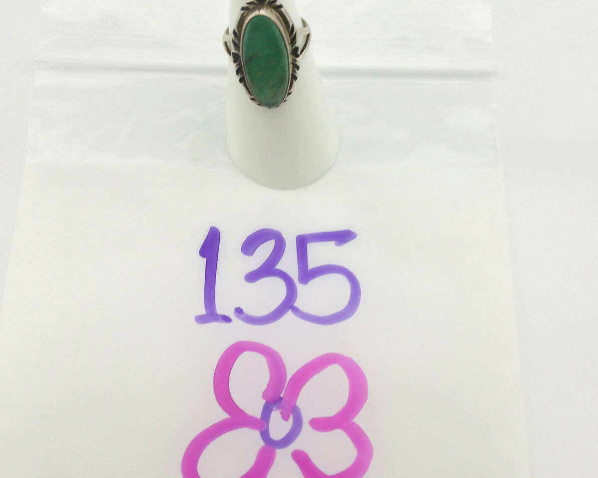 Navajo Ring .925 Silver Natural Turquoise Artist Signed Native American C.80's
