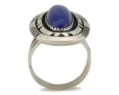 Navajo Ring 925 Silver Natural Lapis Lazuli Artist Signed William Denetdale C80s