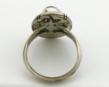 Navajo Ring .925 Silver Blue Turquoise Artist Signed B C.1980's