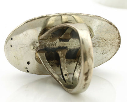 Navajo Ring .925 Silver Nevada Turquoise Artist Signed M Begay C.1980's