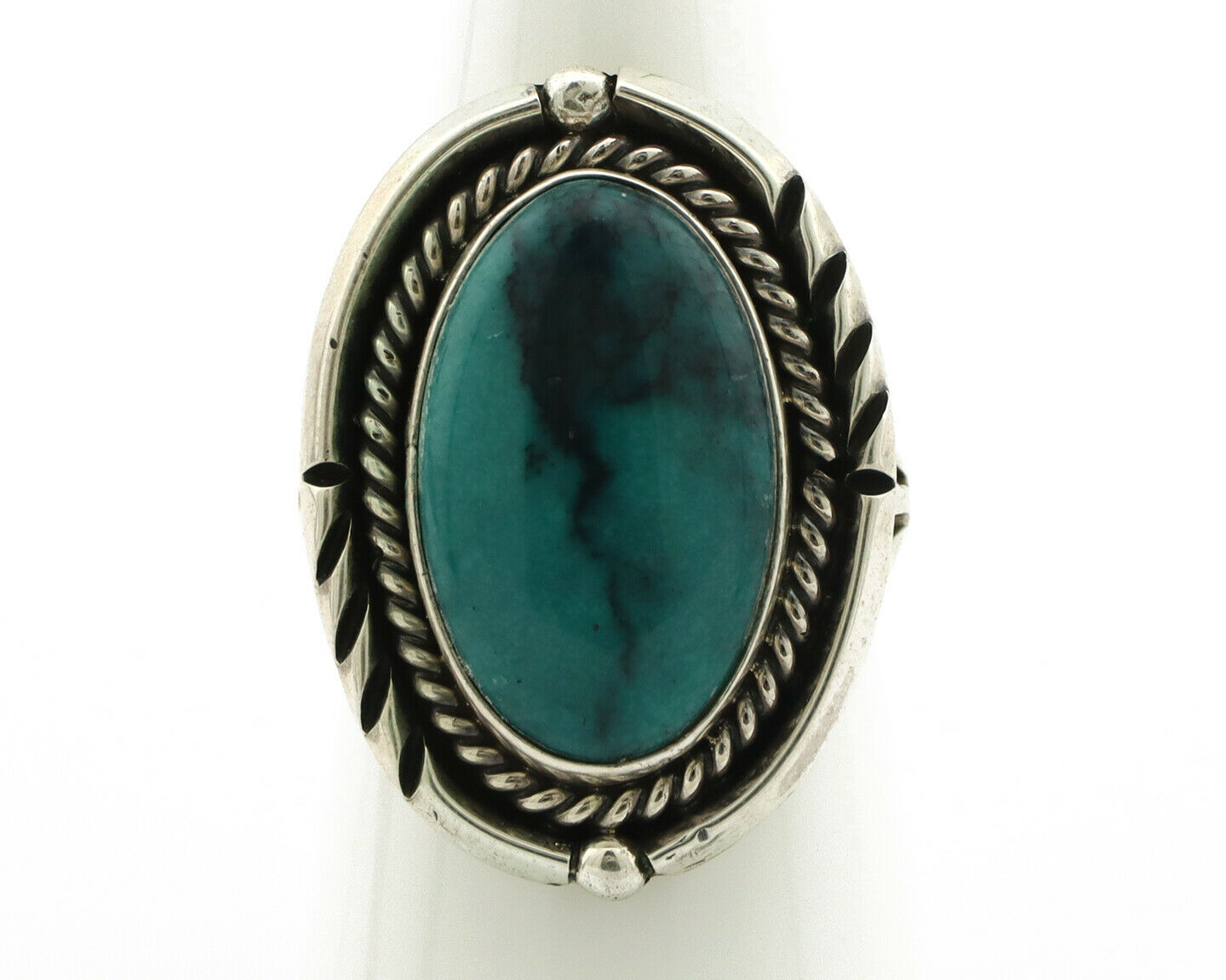 Navajo Ring .925 Silver Turquoise Mountain Artist Signed EA C.80's