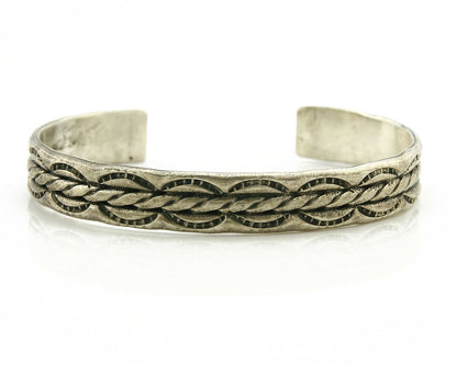 Navajo Bracelet .925 Silver Handmade Hand Stamped Signed Artist C Montoya C.80's