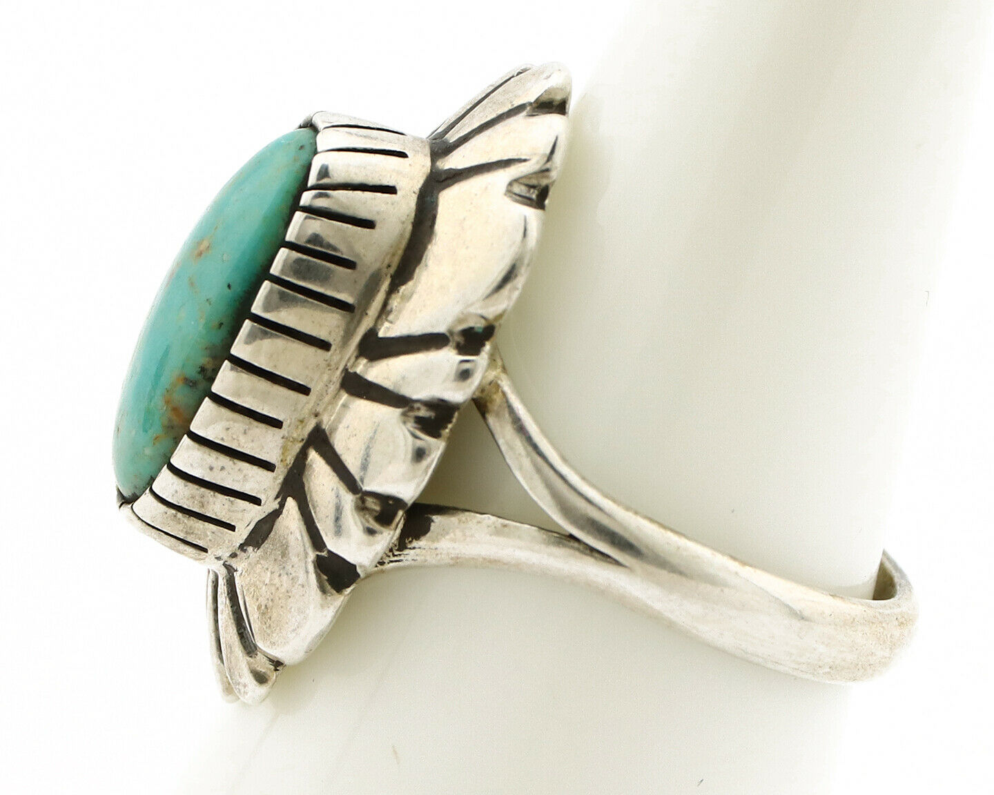 Navajo Ring .925 Silver Green Turquoise Artist Signed M Montoya C.80's