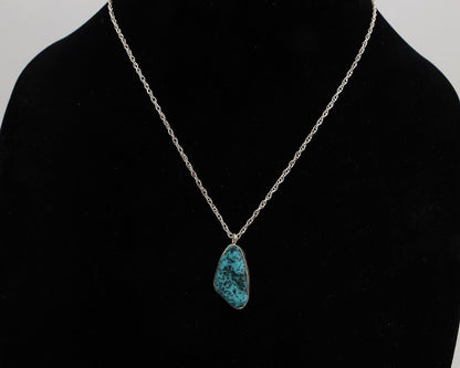 Navajo Handmade Necklace 925 Silver Blue Morenci Turquoise Native Artist C.80's