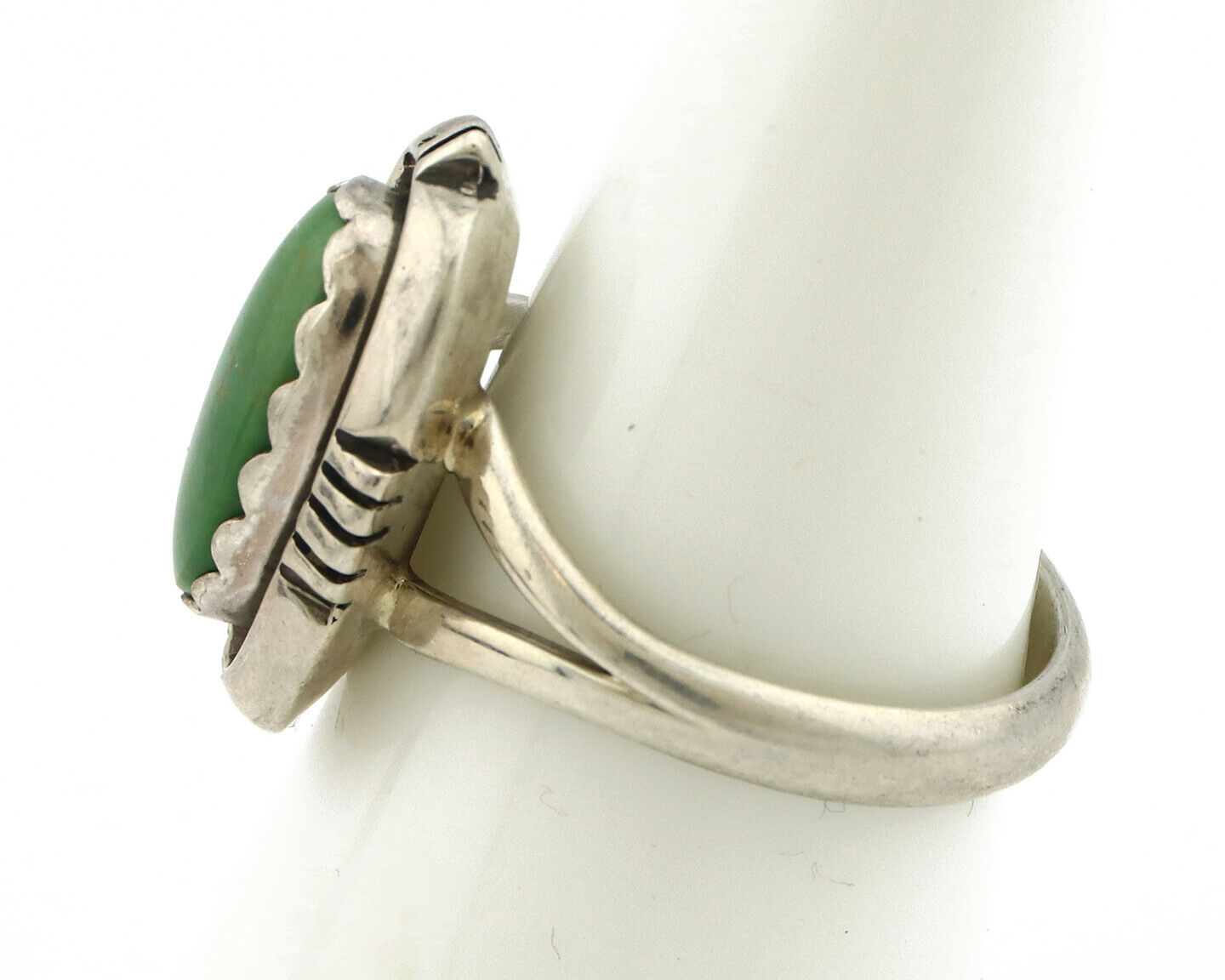 Navajo Ring .925 Silver Kingman Turquoise Handmade Native American Artist C.80's