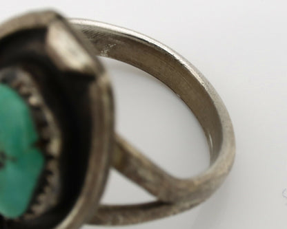 Navajo Ring .925 Silver Kingman Turquoise Native American Artist C.1980's