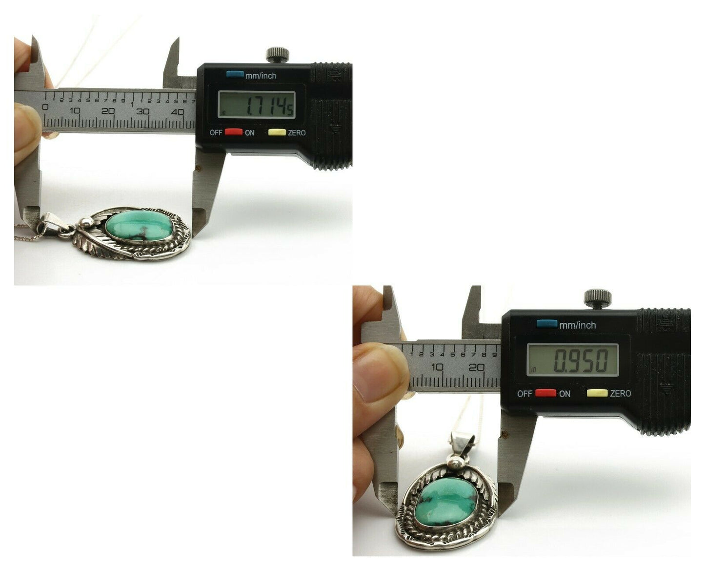 Navajo Necklace .925 Silver Royston Turquoise Artist Signed Sunrise C.80's