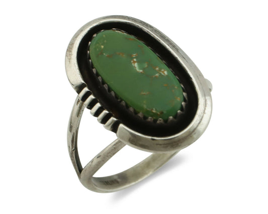 Navajo Ring .925 Silver Green Turquoise Native American Artist Handmade C.80's