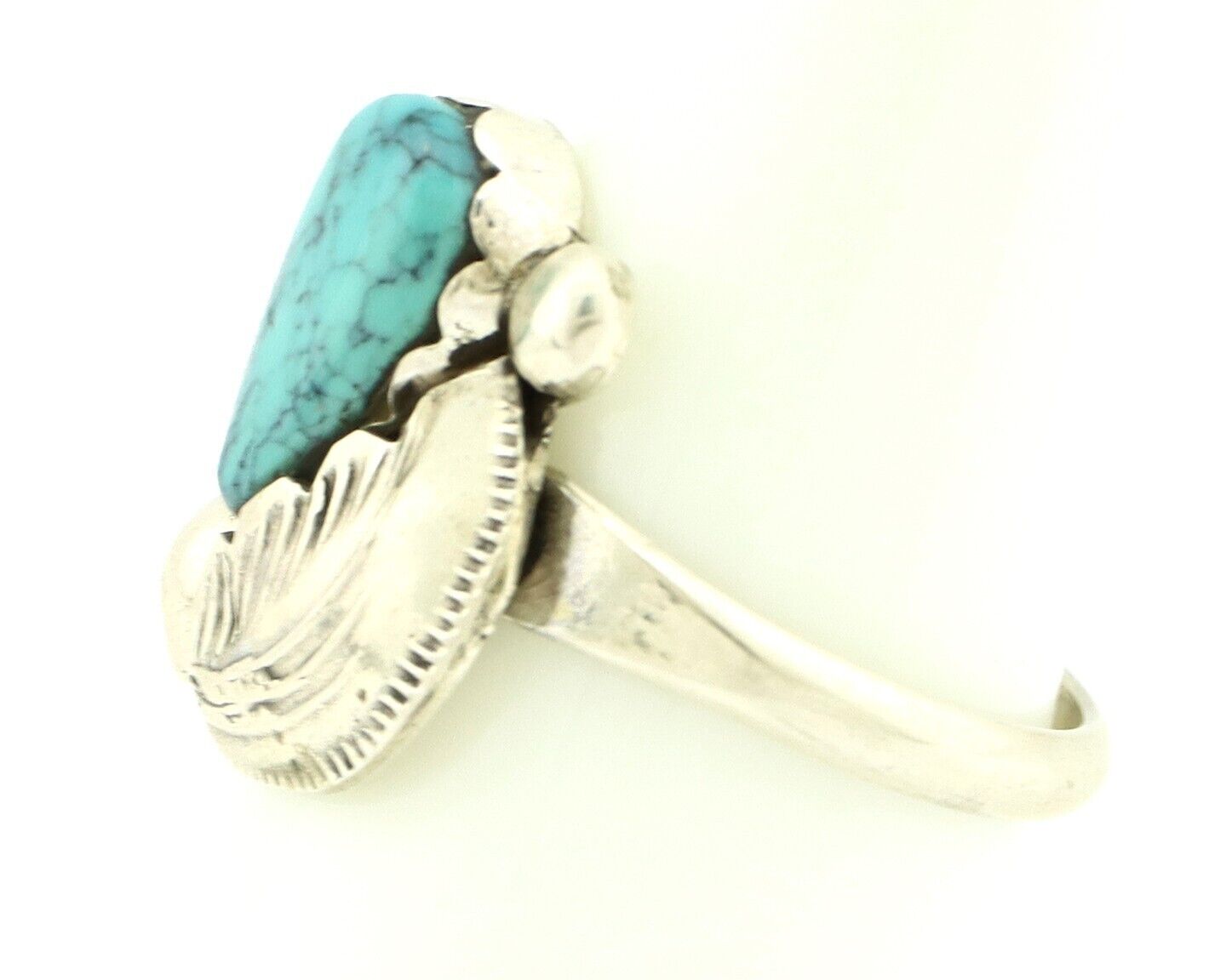 Zuni Ring 925 Silver Spiderweb Turquoise Artist Signed Simplicio C.80's