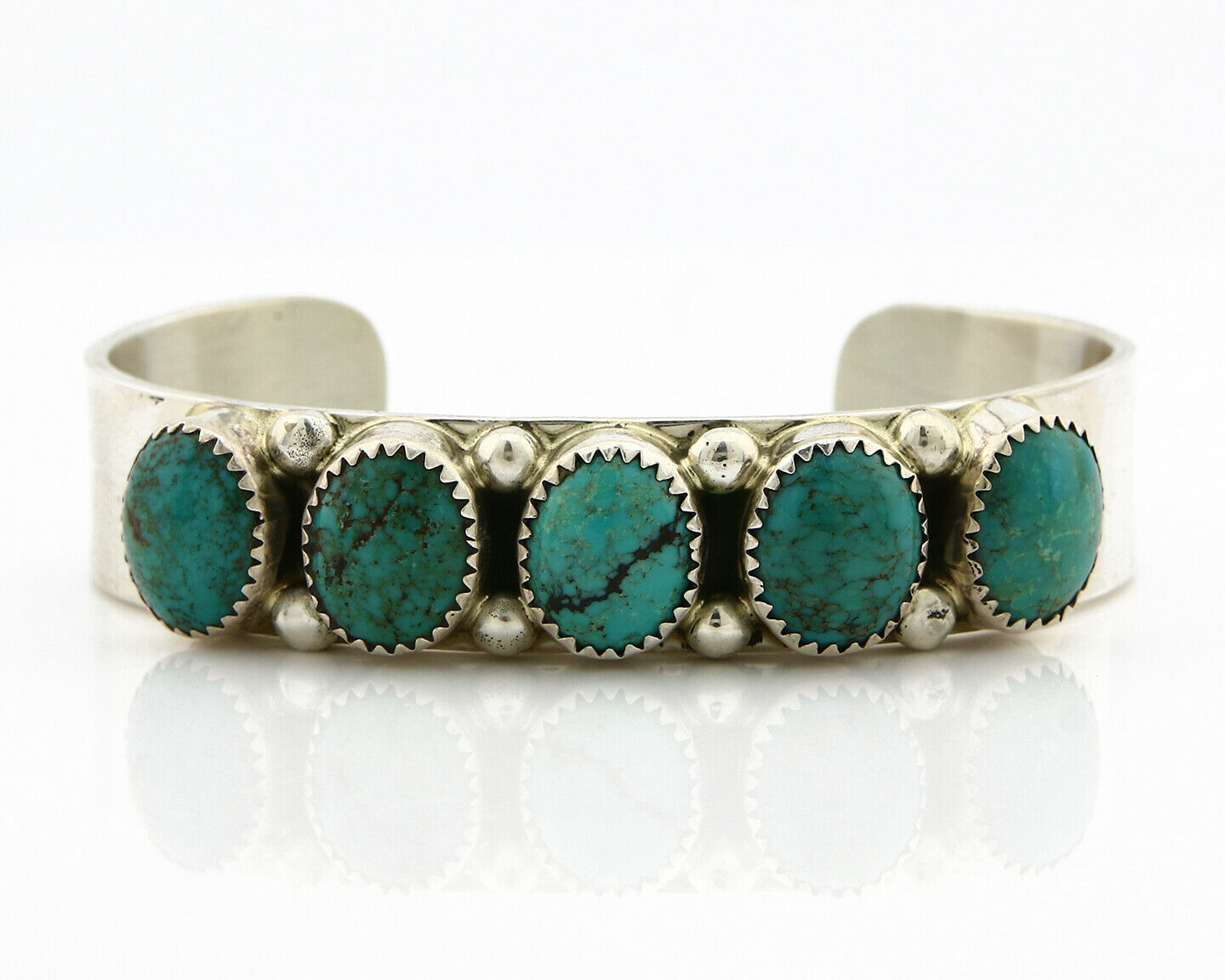 Navajo Bracelet .925 Silver Natural Turquoise Signed C Jones C.80's