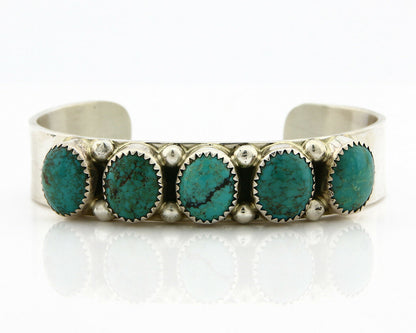 Navajo Bracelet .925 Silver Natural Turquoise Signed C Jones C.80's