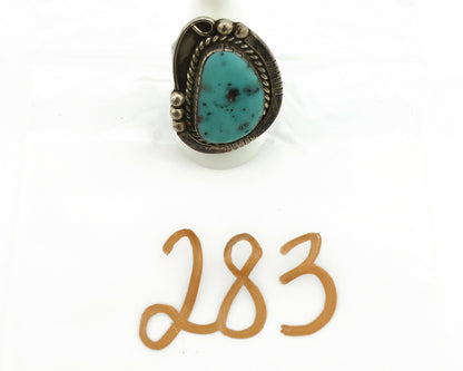 Navajo Ring .925 Silver Morenci Turquoise Artist Signed MN C.1980's