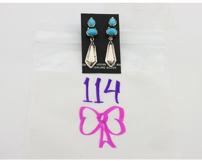 Navajo Earrings 925 Silver Natural Blue Turquoise Native American Earrings C80's