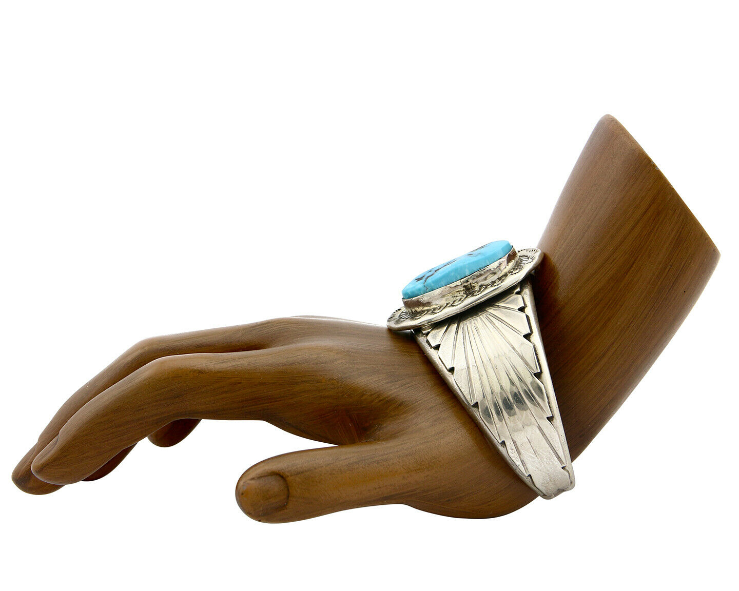 Navajo Bracelet .925 Silver Sleeping Beauty Turquoise Artist DZ C.80's