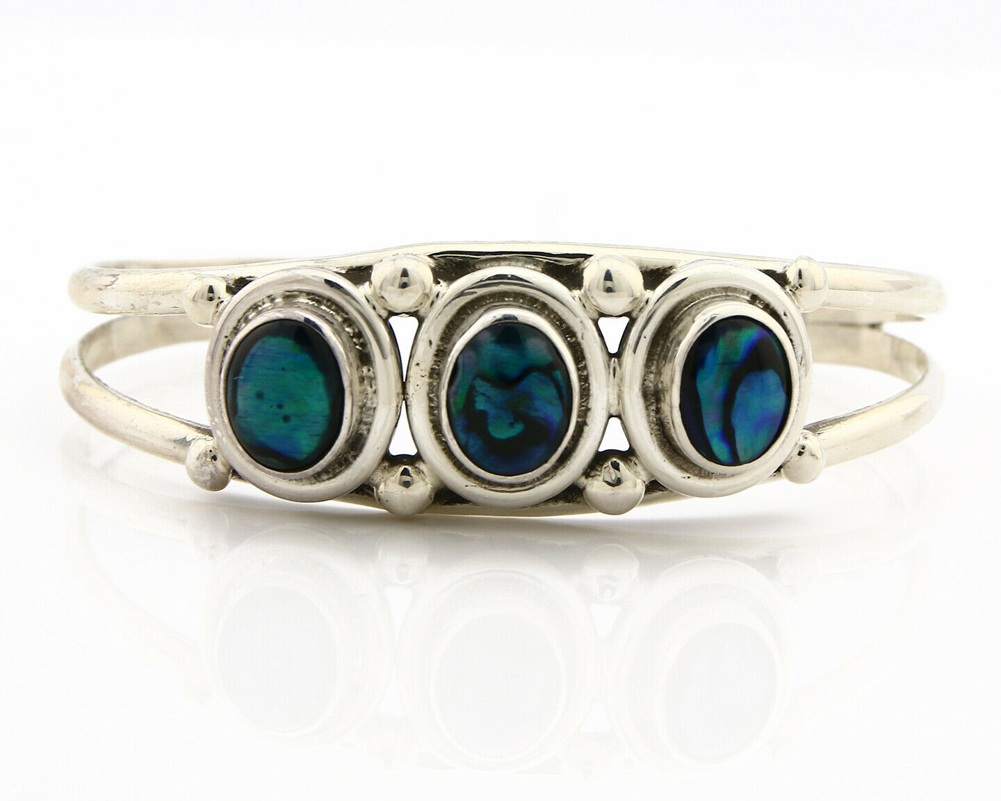 Navajo Bracelet .925 Silver Natural Mother of Pearl Handmade Native Artist C80's