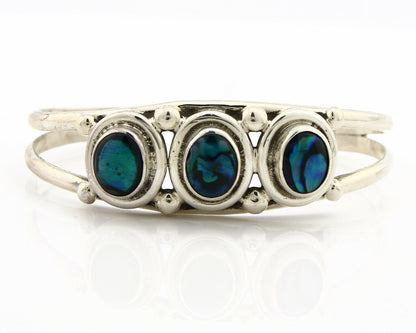 Navajo Bracelet .925 Silver Natural Mother of Pearl Handmade Native Artist C80's