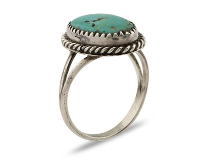 Navajo Handmade Ring 925 Silver Kingman Turquoise Artist Signed MC C.80's