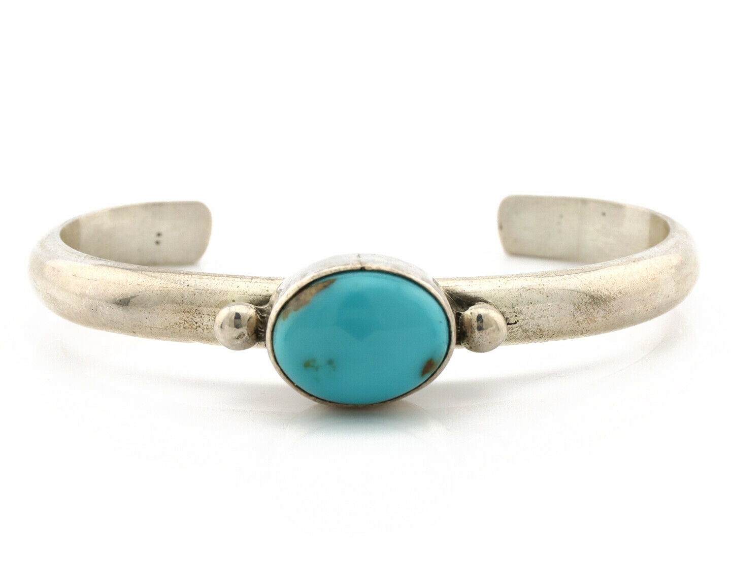 Navajo Bracelet .925 Silver Morenci Turquoise Native American Artist C.80's