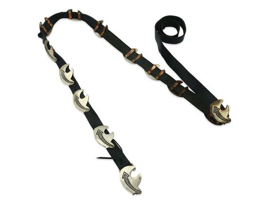 Navajo Concho Belt .925 Silver Arrow Bear Handmade Signed BK C.80's