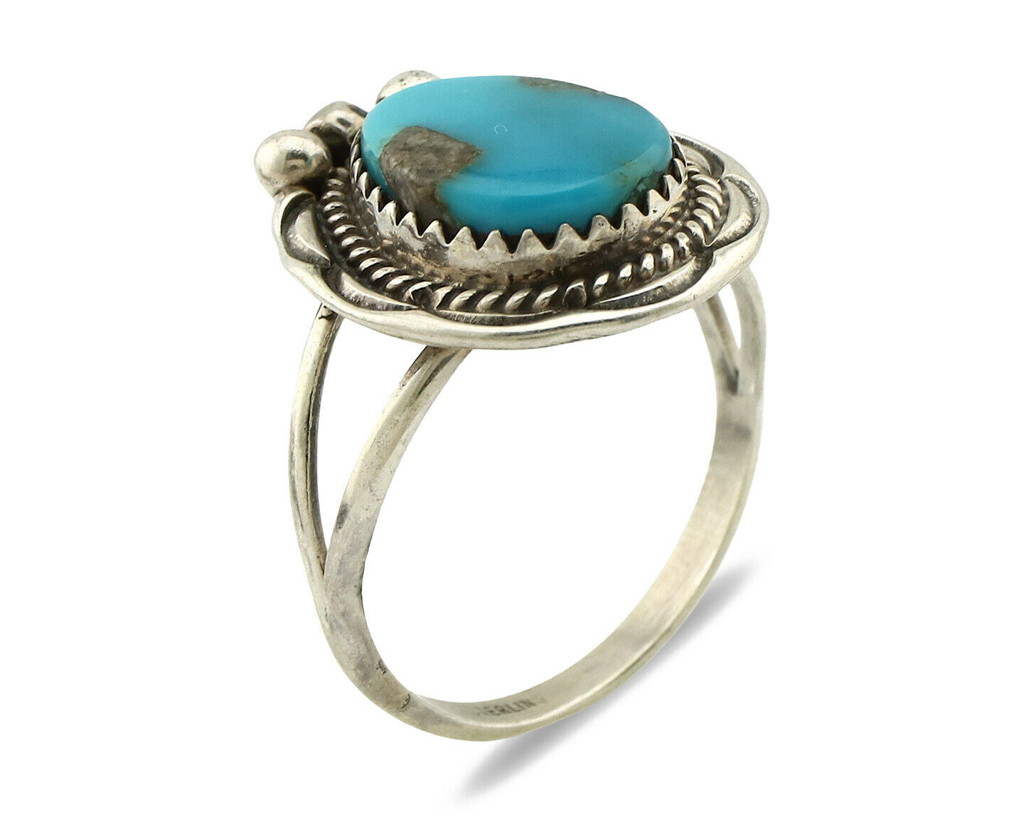 Navajo Ring .925 Silver Blue Turquoise Native American Artist C.1980's