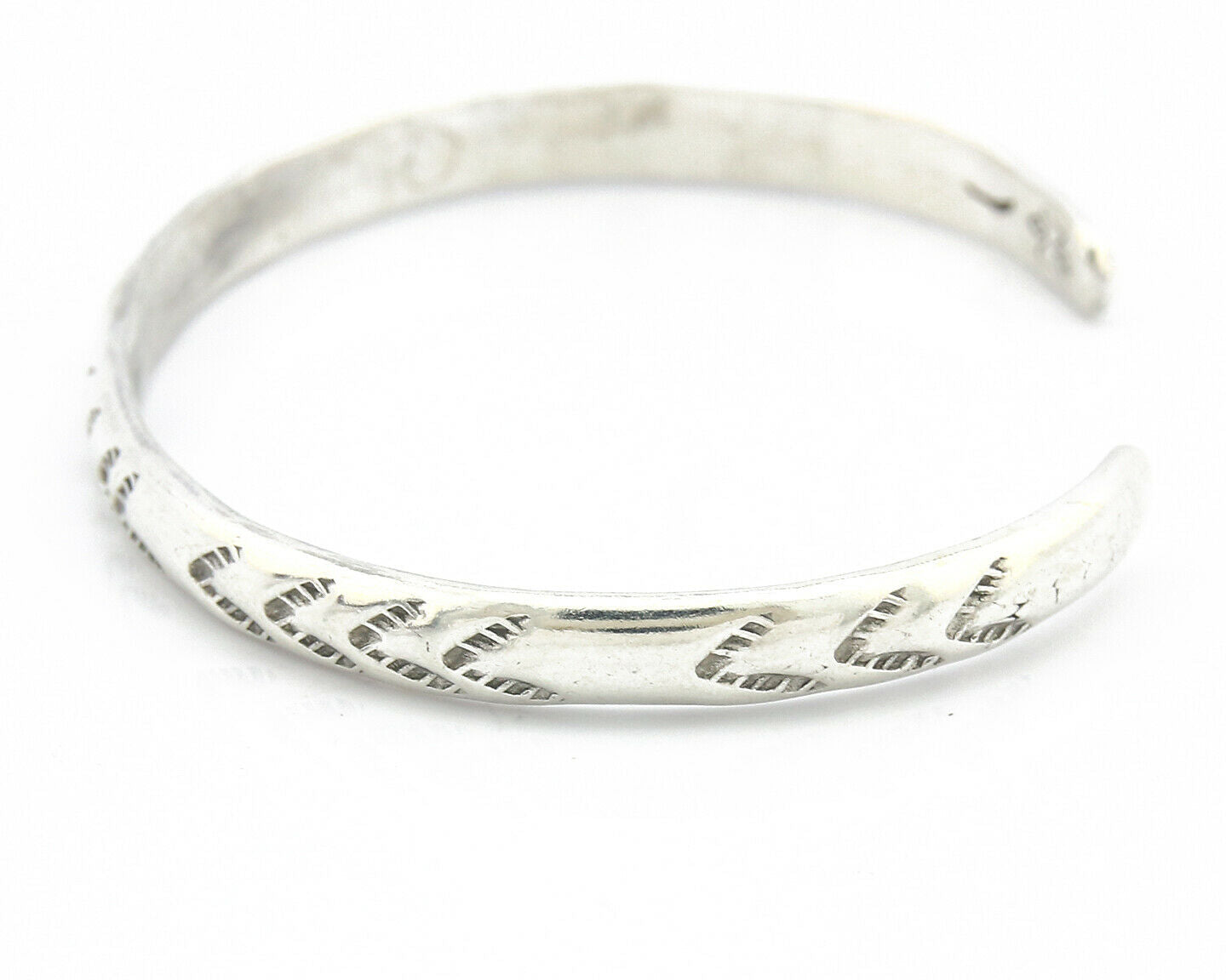 Navajo Bracelet .925 Silver Hand Stamped Arrow Head Artist I Montoya C.80's