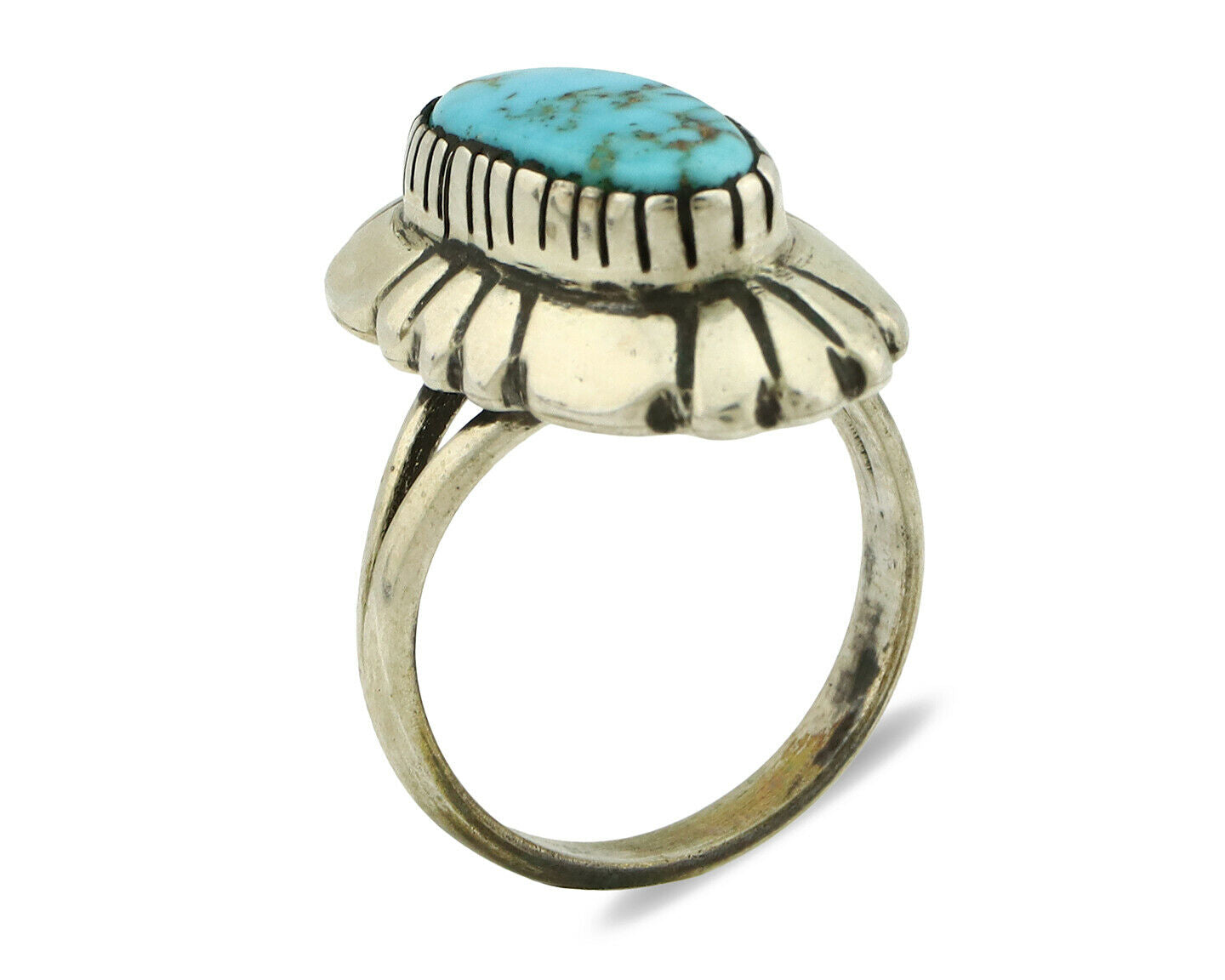 Navajo Ring .925 Silver Arizona Turquoise Signed M Montoya C.80's