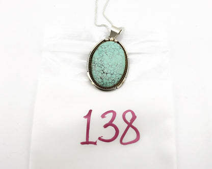 Navajo Necklace .925 Silver Spiderweb Turquoise Signed BB C.80's