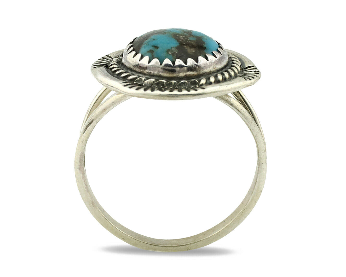 Navajo Ring .925 Silver Blue Turquoise Native American Artist C.1980's